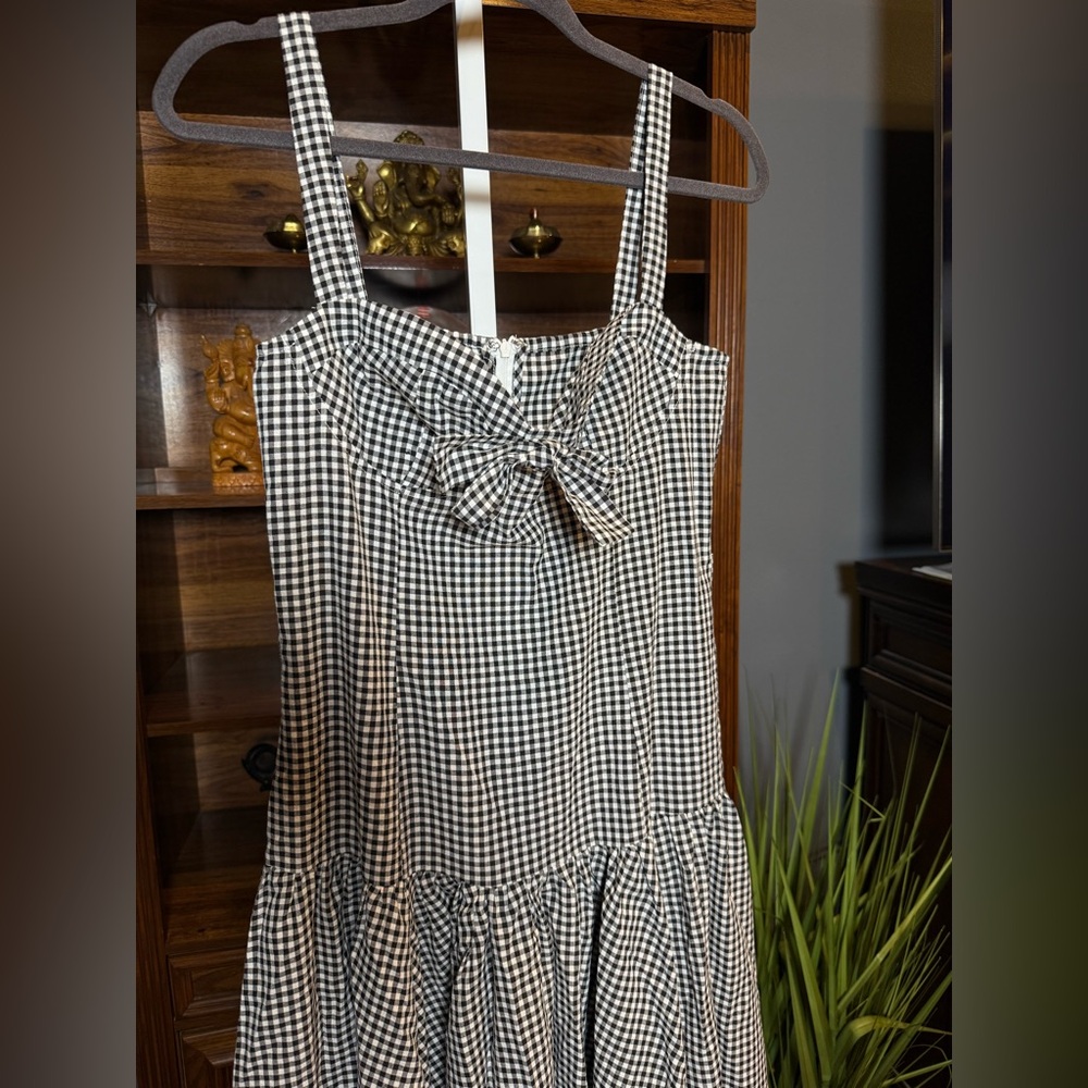 Gingham Belted Sleeveless Dress belt included 100% cotton - Picture 3 of 3
